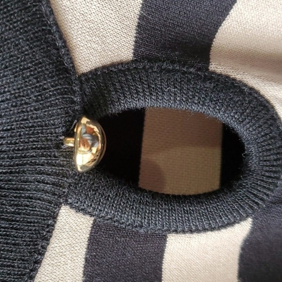 Cricket Lane  Expresso vintage  Shoulder pads tan & black stripe top Large NWT - Picture 9 of 12